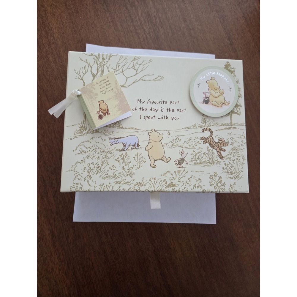 Winnie The Pooh Keepsakes Box Baby Nursery Gift Pale Yellow Newborn - Picture 10 of 16